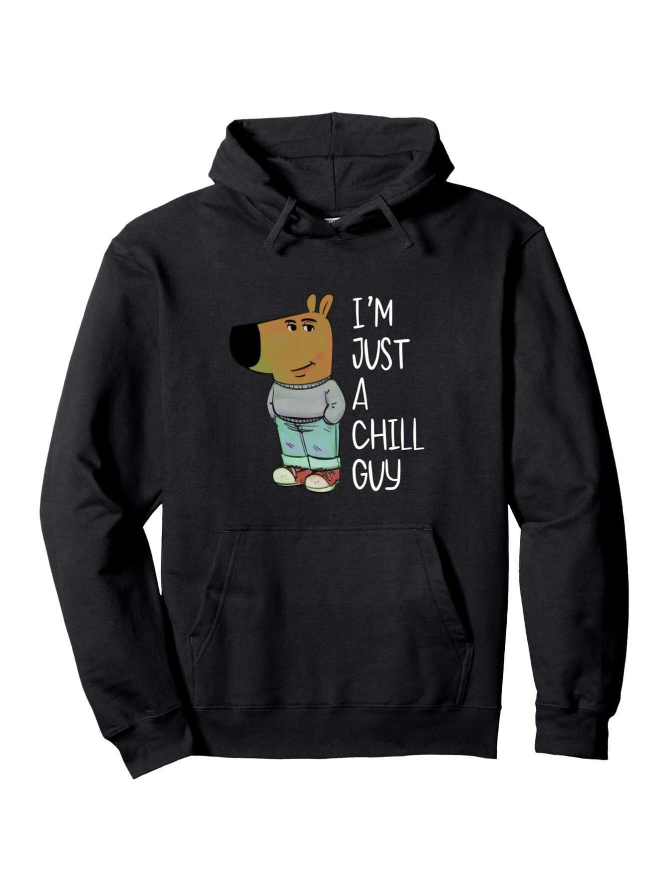 I Am Just a Relaxed Boy'S Meme Pullover Hoodie, Cotton Pullover Hoodie, Street Style Hoodie, Round Neck Hoodie, Super Soft, Breathable, All Season Casual Pullover Hoodie, Suitable for Daily Wear And Leisure Activities