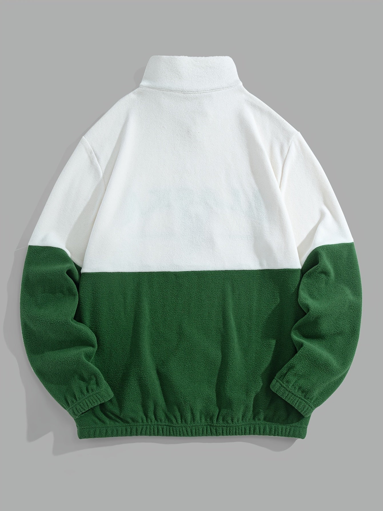 Thickened Fleece Color-Blocked Embroidered High-Neck Zip-Up Sweatshirt