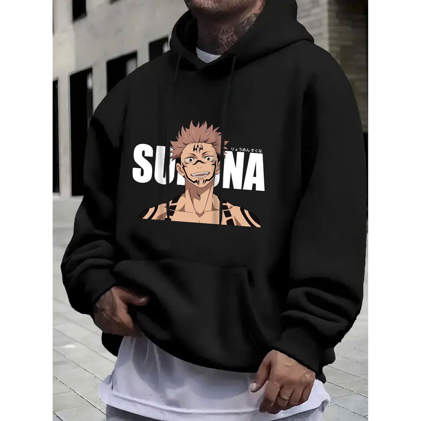 Anime printed hoodie, Men's cool hoodie, Men's casual pattern design pullover hoodie, with kangaroo pocket streetwear, suitable for autumn and winter seasons, as a gift, long sleeved, loose fit