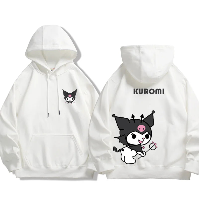 Spring and Autumn Sanrio Couple Sweatshirt Men's and Women's Kuromi Melody Cartoon Anime Hooded Dress Fashion Trend