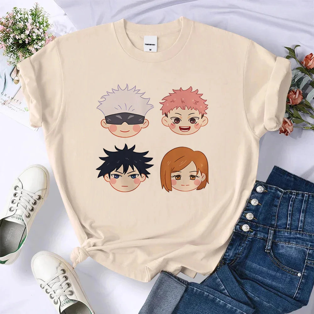 Gojo Satoru t-shirt Colorful kawaii Breathable Trendy women Psychedelic top tees kawaii anime Breathable University Grunge