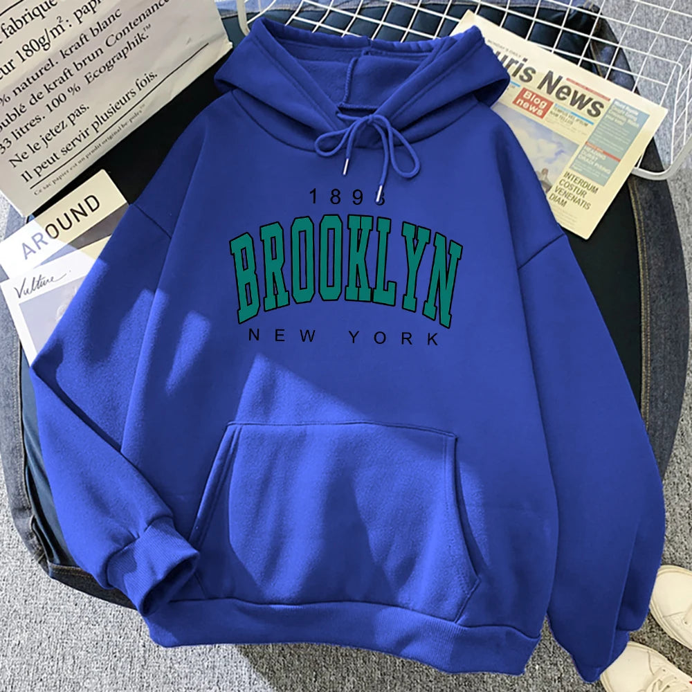 1898 Brooklyn New York Printed Women Hoodies Fashion Fleece Hoody Creativity USA Pullover Street Loose Woman Clothing