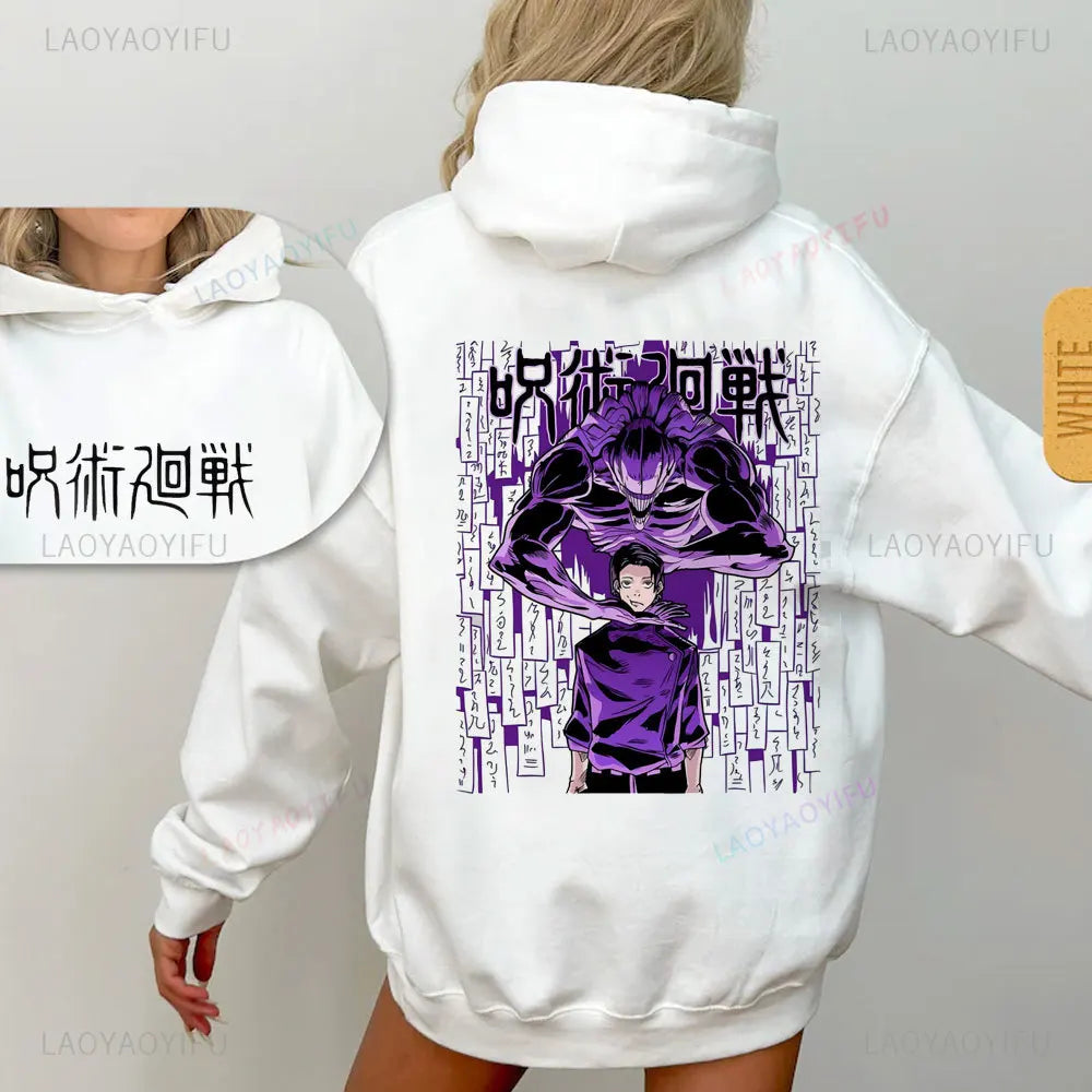 Jujutsu Kaisen Hoodie Gojo Satoru Hoodie Japanese Anime Print Hoodie Autumn/Winter Long Sleeve Loose Casual Cool Streetwear