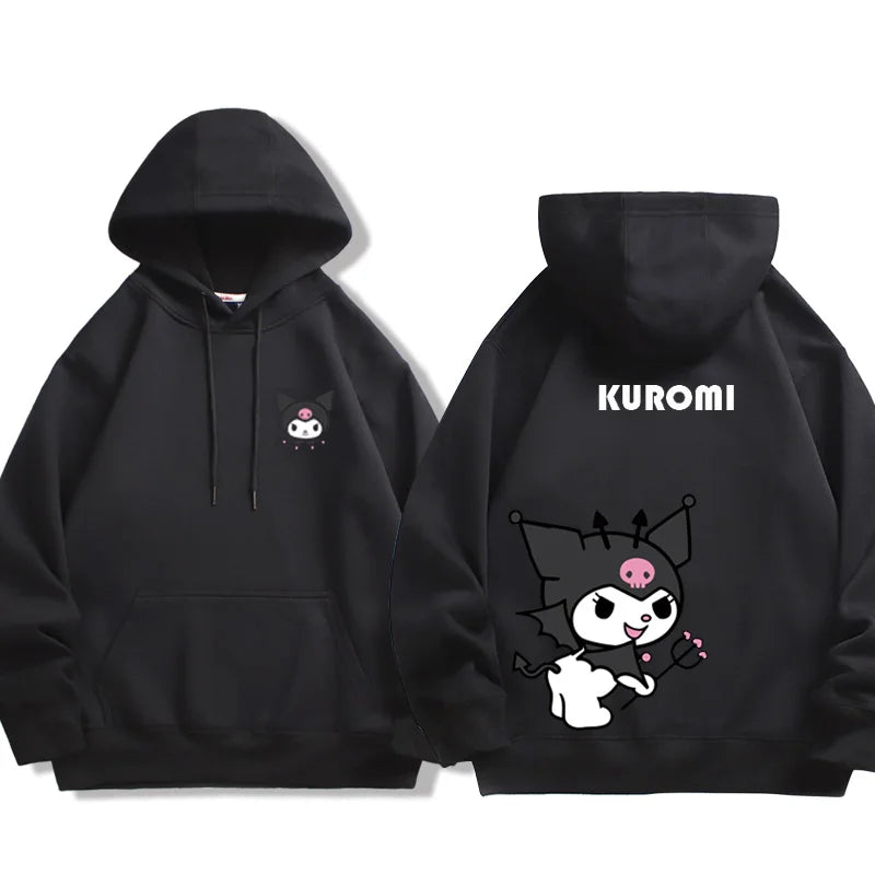 Spring and Autumn Sanrio Couple Sweatshirt Men's and Women's Kuromi Melody Cartoon Anime Hooded Dress Fashion Trend