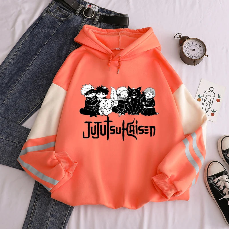 Anime Jujutsu Kaisen Hoodie Kawaii Gojo Satoru Graphic Hoodie Autumn Winter Plus Size Hoodies 2023 Hot Manga Print Sweatshirts