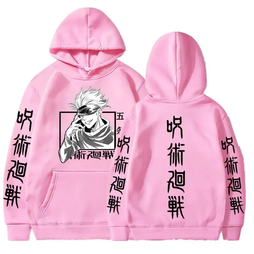 Japan Anime Jujutsu Kaisen Gojo Satoru Hoodies Sweatshirt Casual Manga Print Sweatshirts Loose Long Sleeve Men Hoodie Streetwear