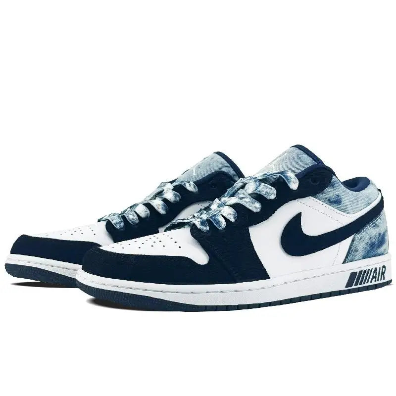 【Customize】Air Jordan 1 Vintage Basketball Shoes Men Low-top Navy Blue/white Sneakers shoes CZ8455-100