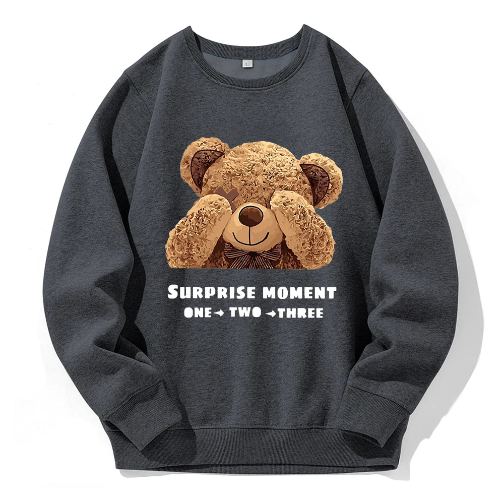 A Little Bear Covering Its Eyes Women Hoodies Harajuku Crewneck Hoodie Fashion Oversize Hoody Casual Comfortable Clothes Female