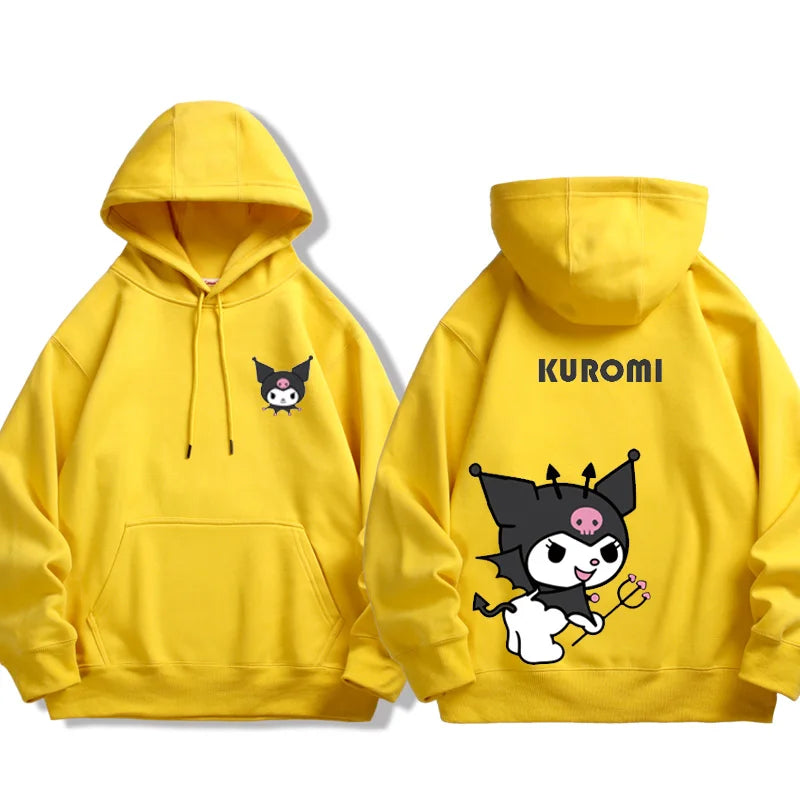 Spring and Autumn Sanrio Couple Sweatshirt Men's and Women's Kuromi Melody Cartoon Anime Hooded Dress Fashion Trend