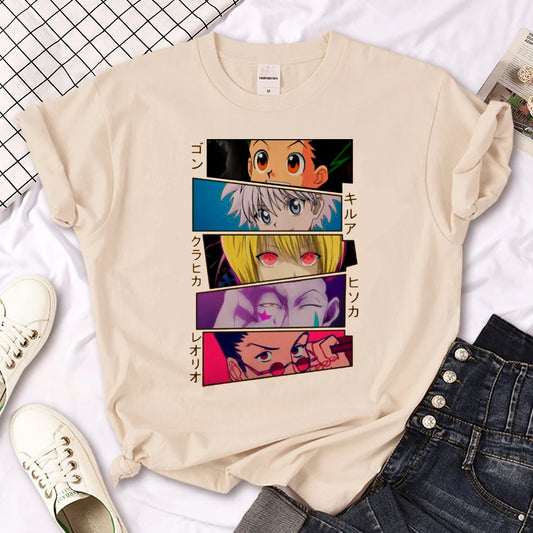 Killua Zoldyck top women summer crew neck tshirt girl manga anime funny clothing