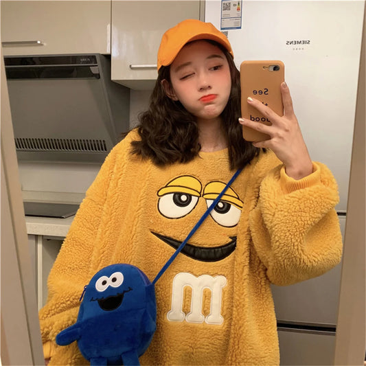 Fashion Cute Amine Hoodie Sweatshirt Women Tops Loose O-Neck Hoodie Streetwear Girl Cartoon Student Japan Female Tops