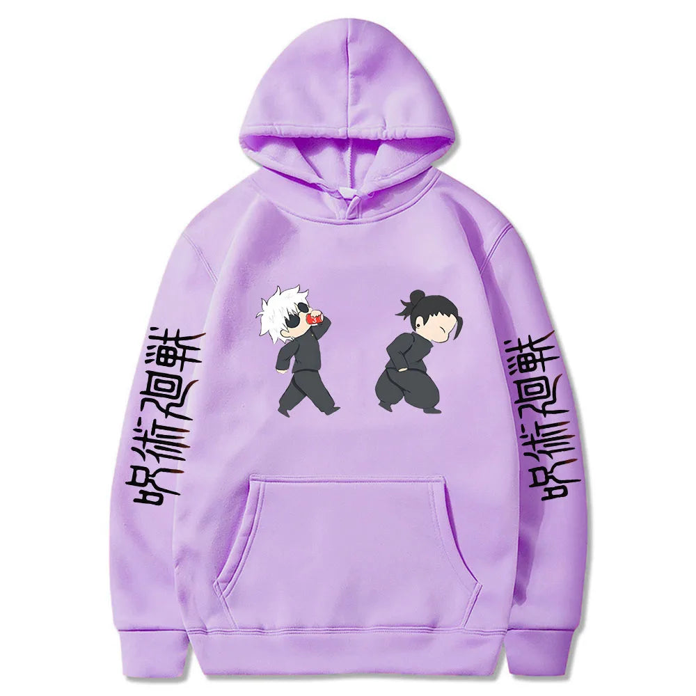 Jujutsu Kaisen Anime Hoodies Cartoon Satoru Gojo Cute Print Men Women Pullovers Autumn Winter Casual Plus Size Sweatshirts