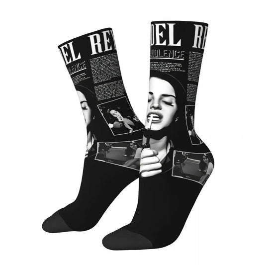 Lana Del Rey Ldr Theme Design Socks Product for Party Wear Breathable Crew Socks