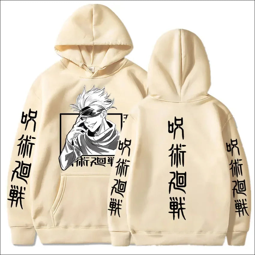 Japan Anime Jujutsu Kaisen Gojo Satoru Hoodies Sweatshirt Casual Manga Print Sweatshirts Loose Long Sleeve Men Hoodie Streetwear