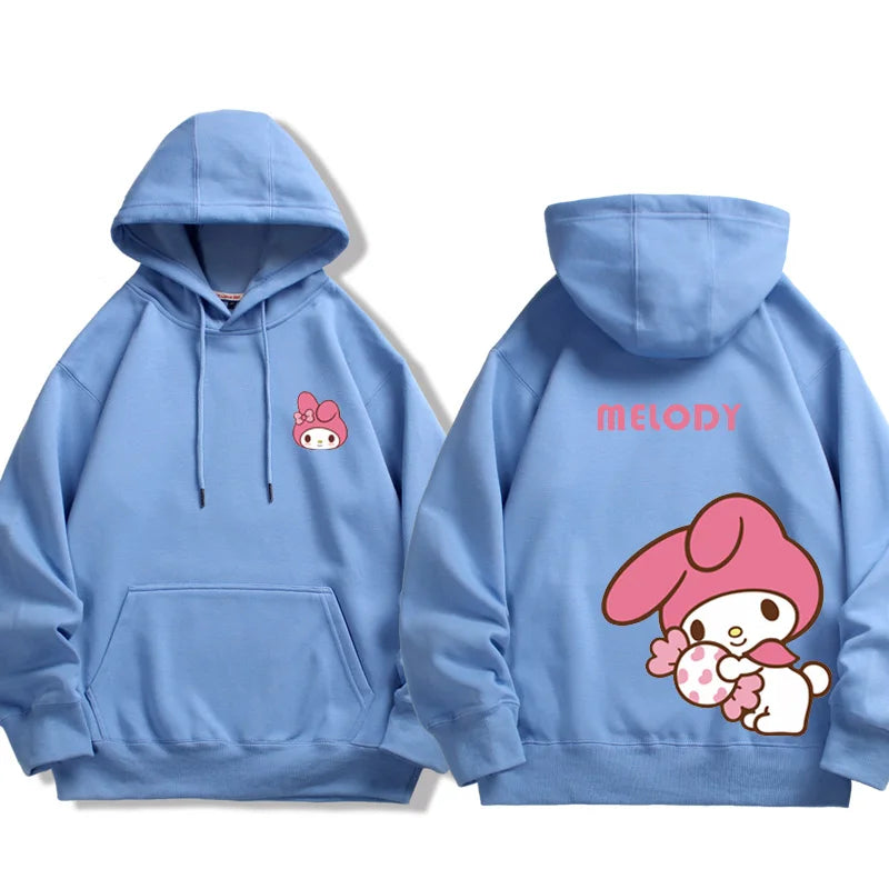 Spring and Autumn Sanrio Couple Sweatshirt Men's and Women's Kuromi Melody Cartoon Anime Hooded Dress Fashion Trend