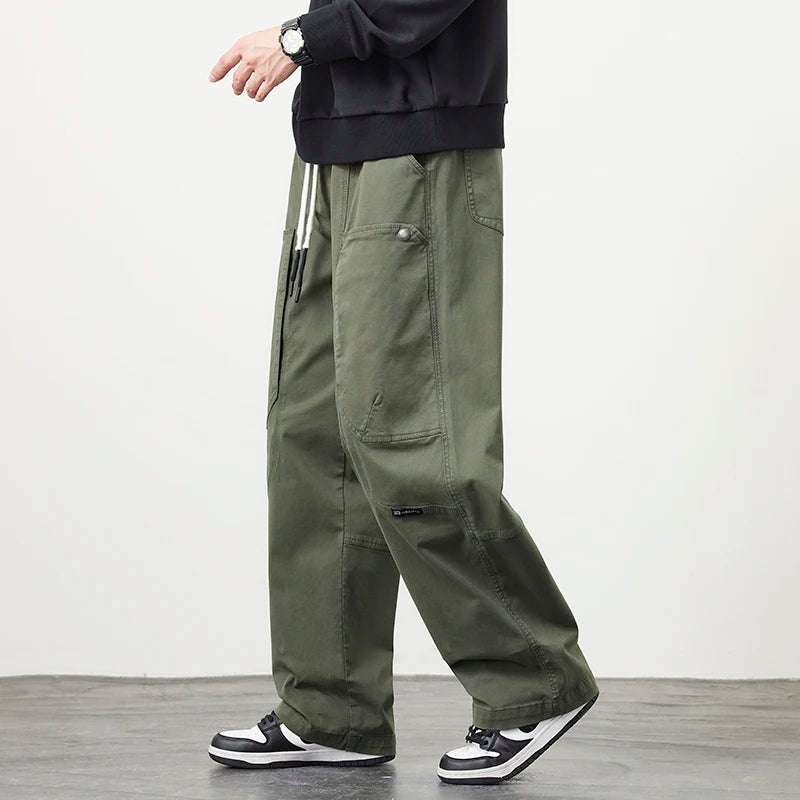 Autumn New Straight Casual Pants Wide Leg Cargo Pants Men Trousers Neutral Loose Casual Cotton Outdoor Fashion Pant Big Size 8xl