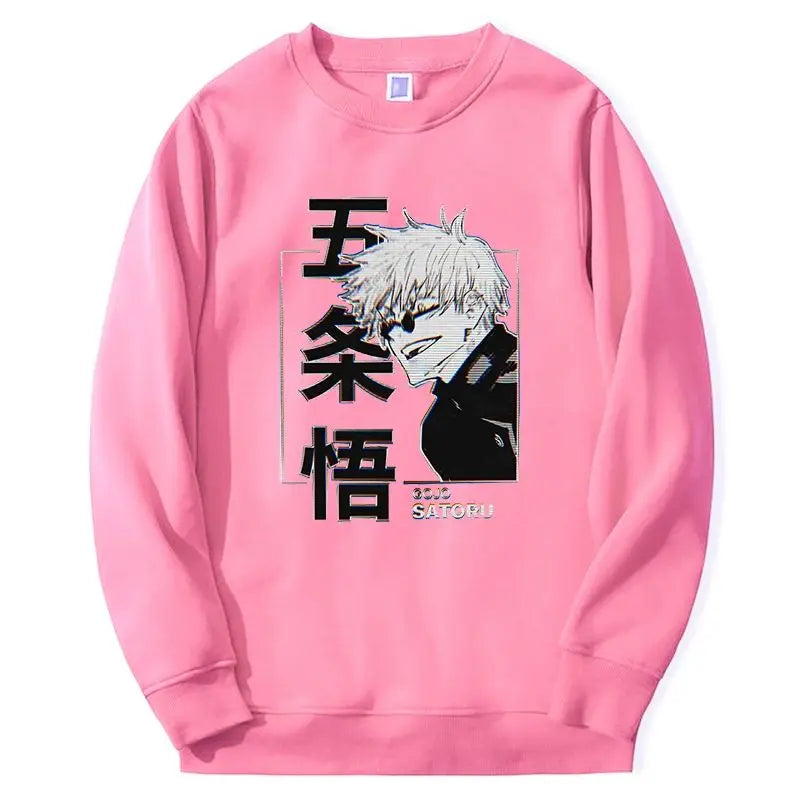 Jujutsu Kaisen Gojo Satoru Hoodie Fashion Designer Sweatshirts Japan Anime Pullover Long Sleeve Harajuku Pink Bigsize Streetwear