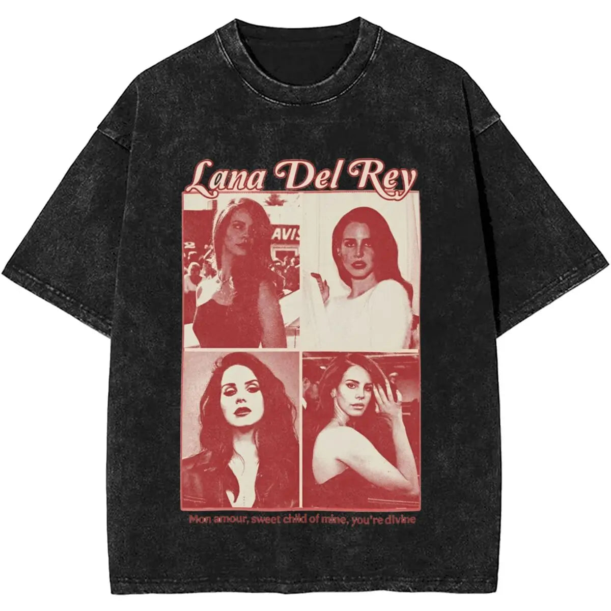 Lana Del Rey Washed T Shirt Mens Vintage Casual T Shirts Summer Crew Neck Trendy Cool Tees Simple Oversized Tops