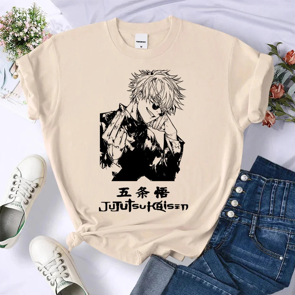 Gojo Satoru t-shirt Colorful kawaii Breathable Trendy women Psychedelic top tees kawaii anime Breathable University Grunge