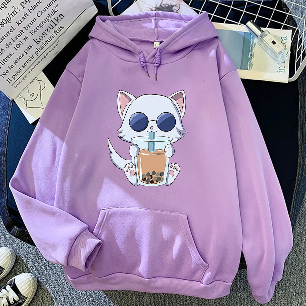 Kawaii Bubble Tea Satoru Gojo Cat Hoodie Women Unisex Jujutsu Kaisen Hoodies Sweatshirts Manga Anime Cartoon Plus Size Hoodie