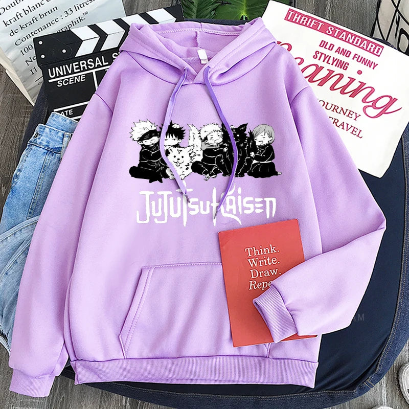 Anime Jujutsu Kaisen Hoodie Kawaii Gojo Satoru Graphic Hoodie Autumn Winter Plus Size Hoodies 2023 Hot Manga Print Sweatshirts