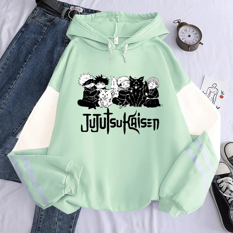 Anime Jujutsu Kaisen Hoodie Kawaii Gojo Satoru Graphic Hoodie Autumn Winter Plus Size Hoodies 2023 Hot Manga Print Sweatshirts