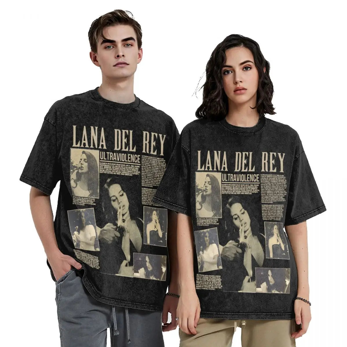 Lana Del Rey Washed T Shirt Mens Vintage Casual T Shirts Summer Crew Neck Trendy Cool Tees Simple Oversized Tops