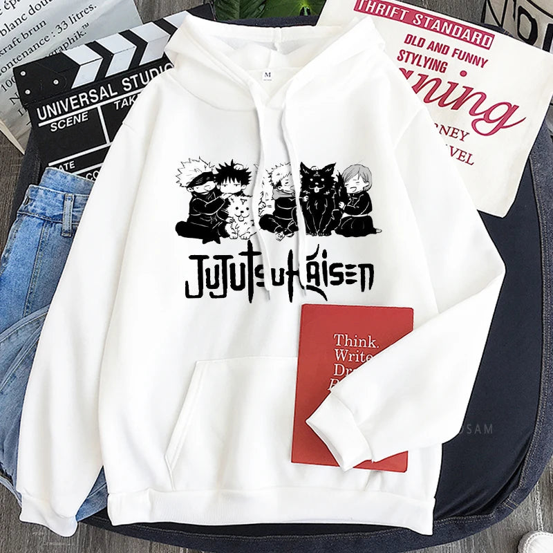 Anime Jujutsu Kaisen Hoodie Kawaii Gojo Satoru Graphic Hoodie Autumn Winter Plus Size Hoodies 2023 Hot Manga Print Sweatshirts