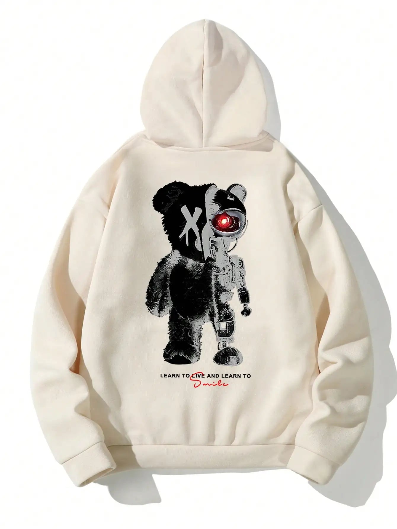 Cartoon Machine Bear Print Pullovers Men Cartoons Creative Hoodie Oversize Fashion Clothing All-Match Autumn Winter Male Hoody