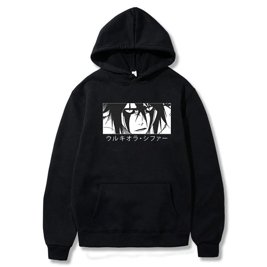 Japanese Anime Bleach Ulquiorra Cifer Manga Harajuku Hoodies Gothic Cartoon Streetwear Long Sleeve Casual Men Winter Sweatshirts