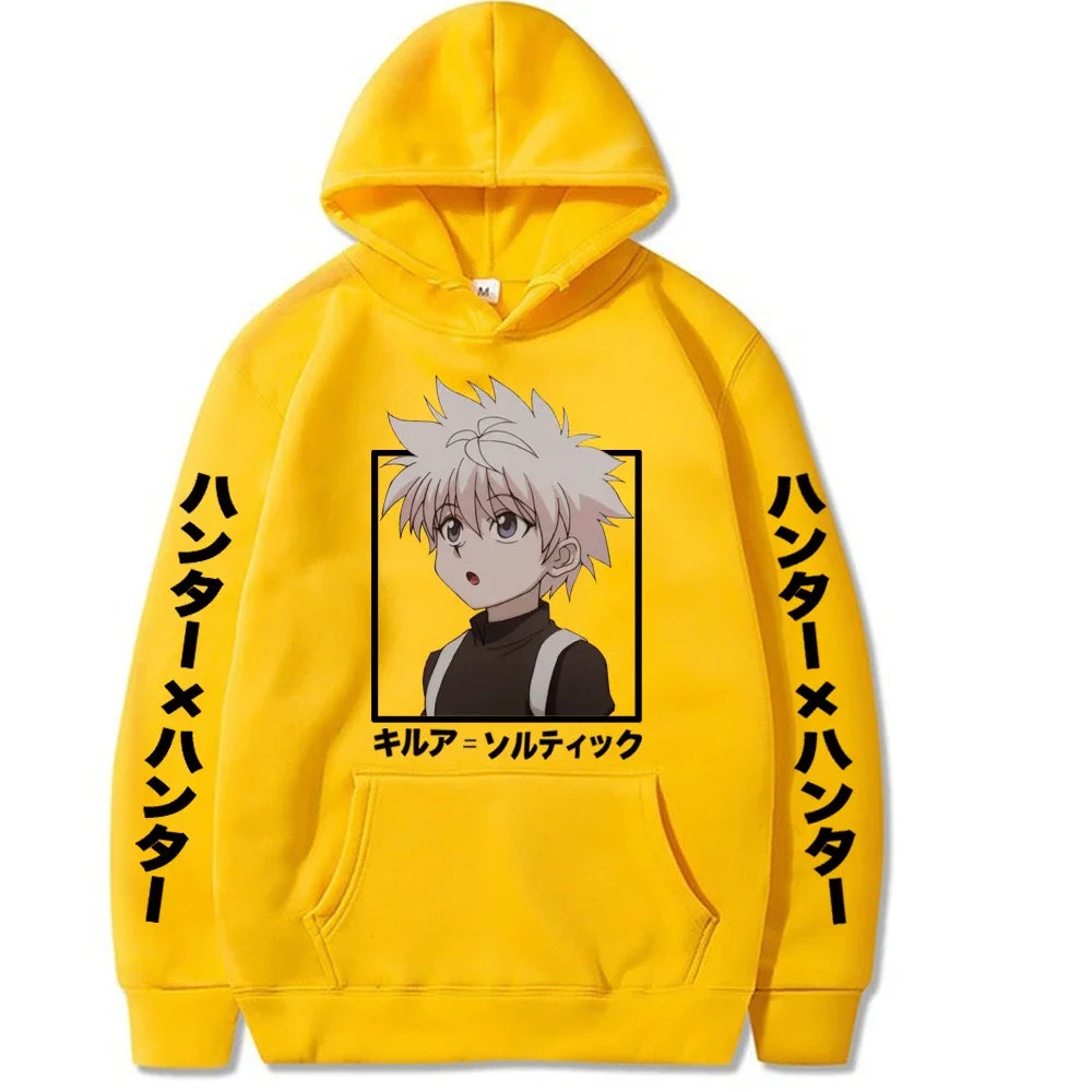 Kawaii Anime Hunter X Hunter Killua Zoldyck Print Hoodie Sweatshirts Harajuku Cartoon Unisex Fashion Streets Oversized Pullovers