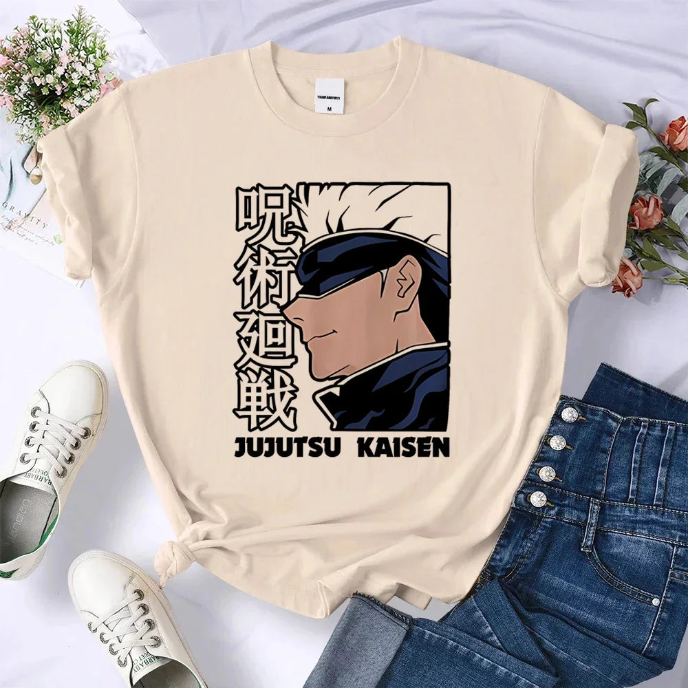 Gojo Satoru t-shirt Colorful kawaii Breathable Trendy women Psychedelic top tees kawaii anime Breathable University Grunge