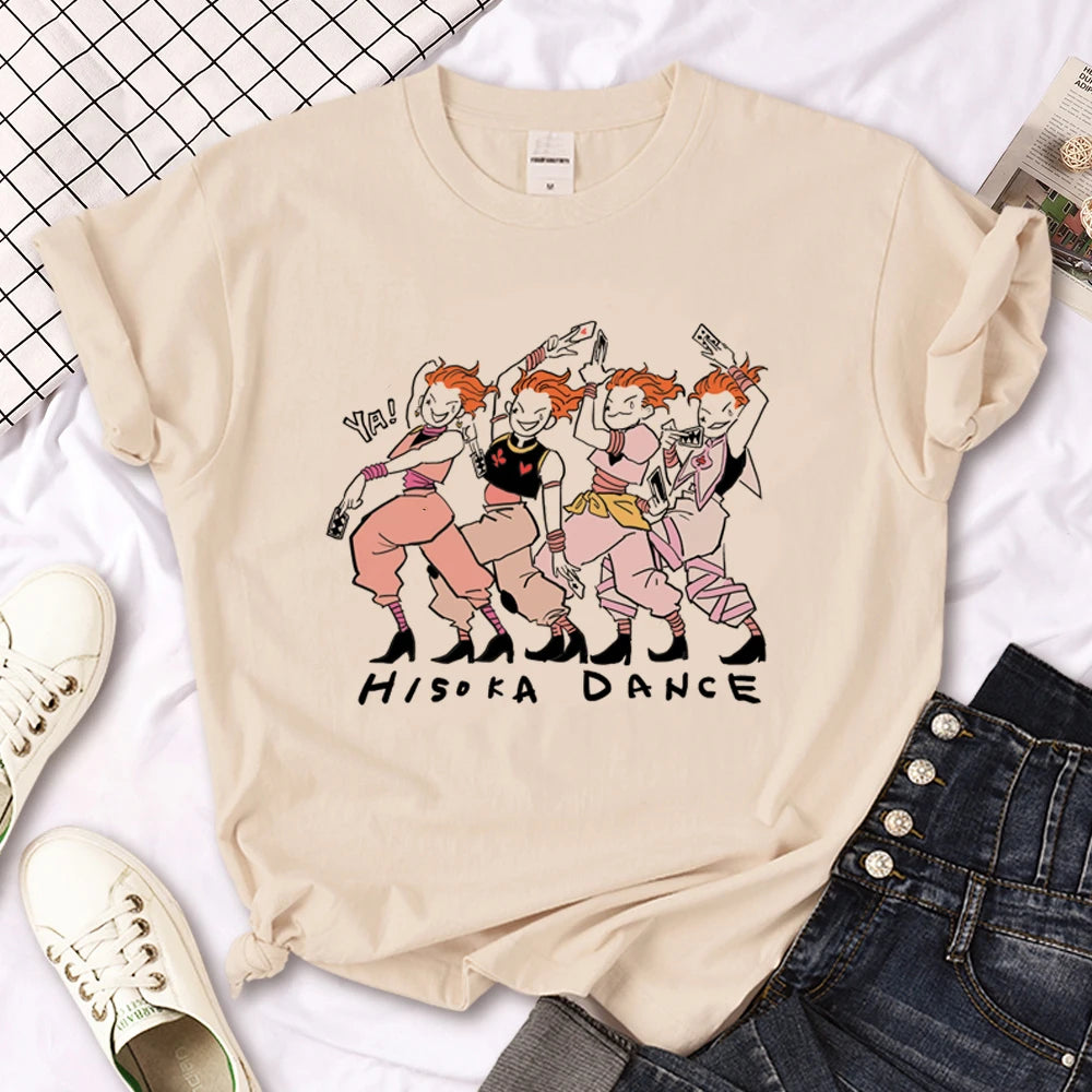 Killua Zoldyck top women summer crew neck tshirt girl manga anime funny clothing