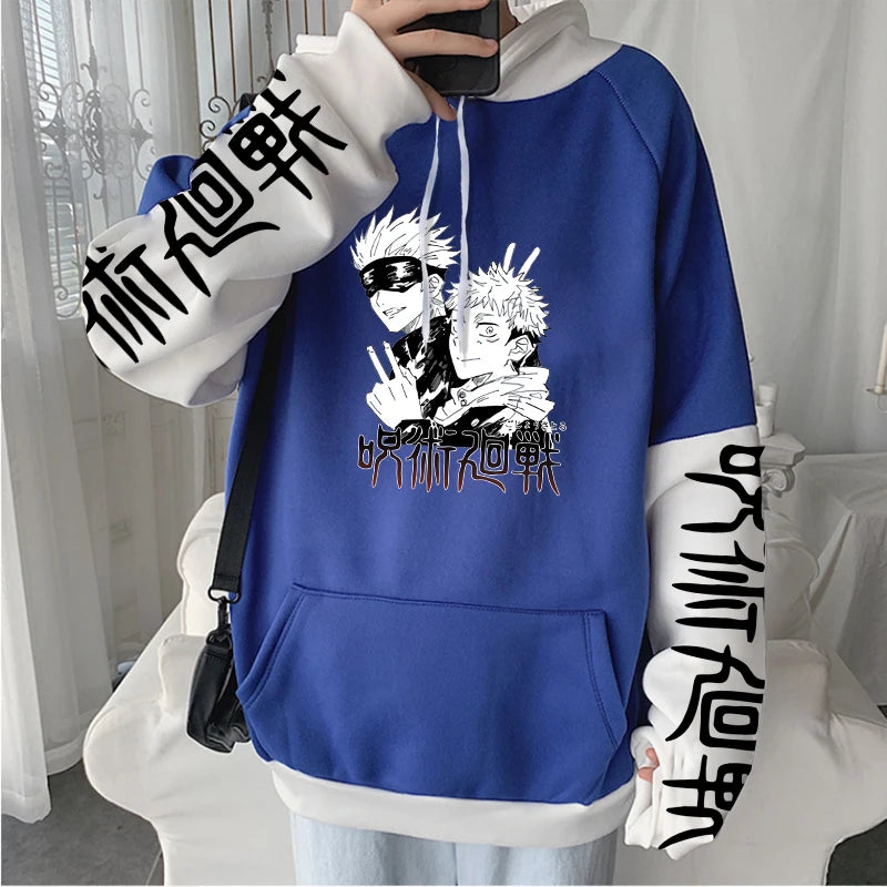 Harajuku Anime Jujutsu Kaisen Hoodies Funny Japan Manga Gojo Satoru\Itadori Yuji Print Winter Pullover Male Oversized Sweatshirt