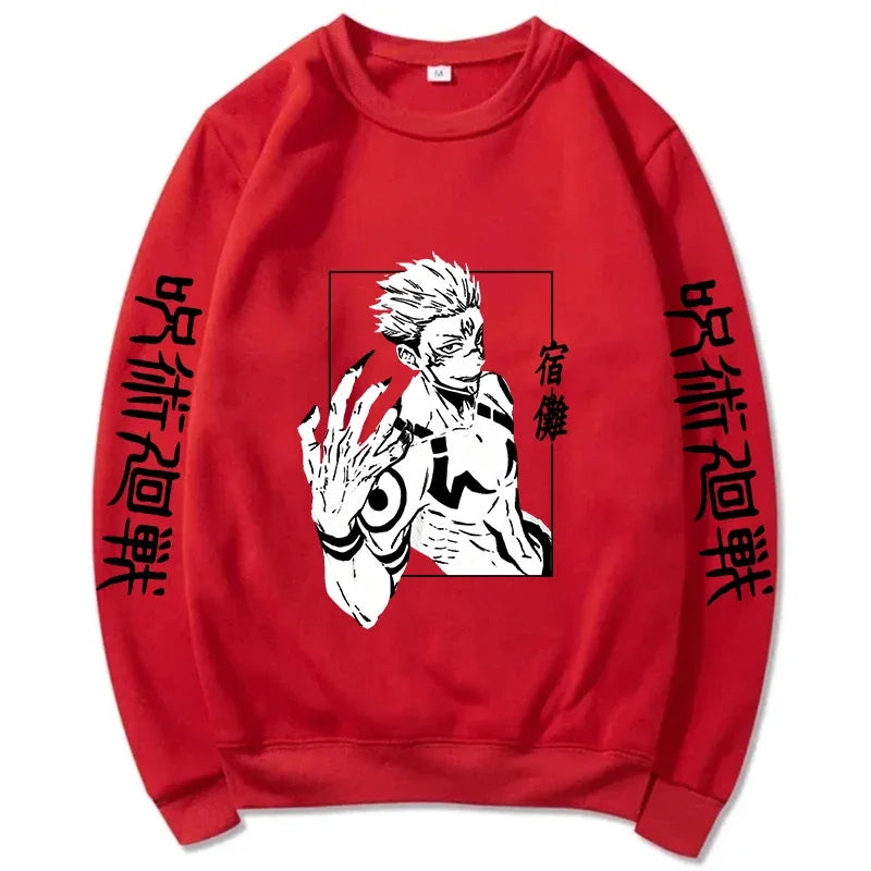 Autumn Men Anime Jujutsu Kaisen Casual Sweatshirts Men/Women Round Neck Gojou Satoru Printed Solid Hoodie Hip Hop Pullover