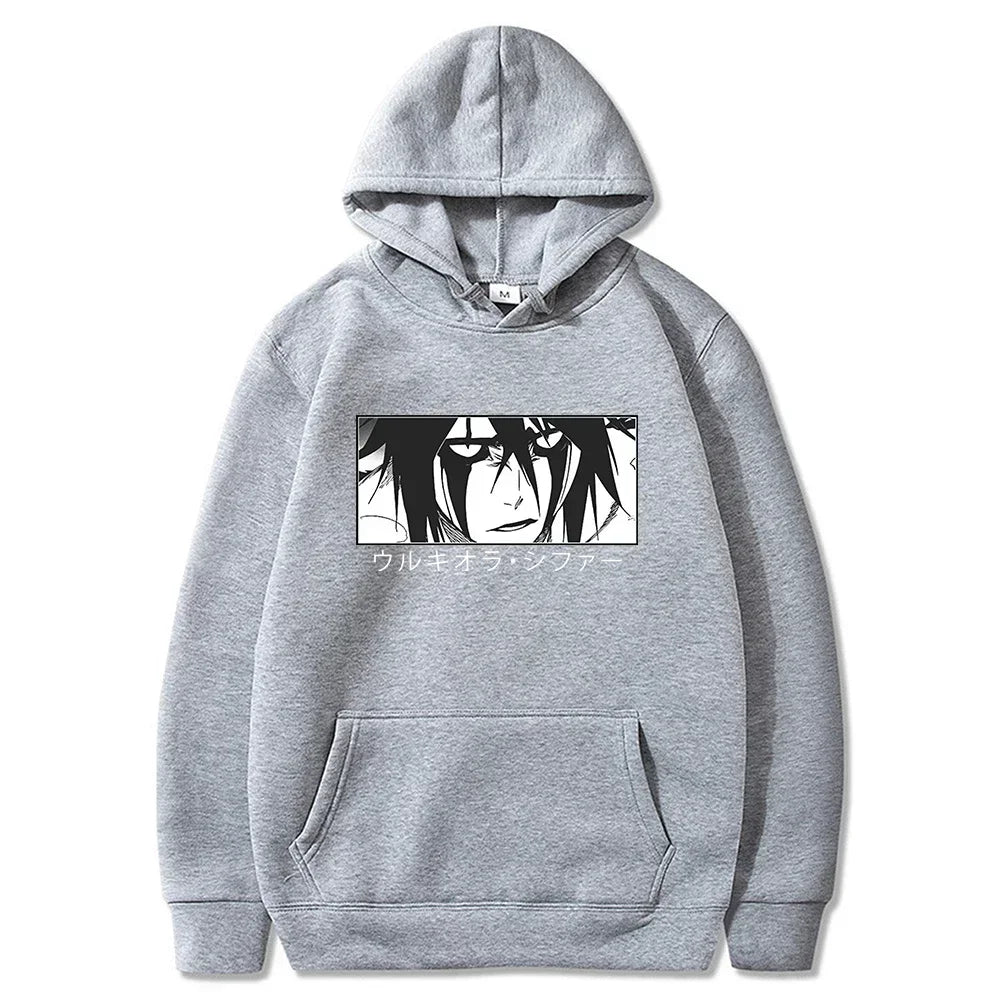 Japanese Anime Bleach Ulquiorra Cifer Manga Harajuku Hoodies Gothic Cartoon Streetwear Long Sleeve Casual Men Winter Sweatshirts