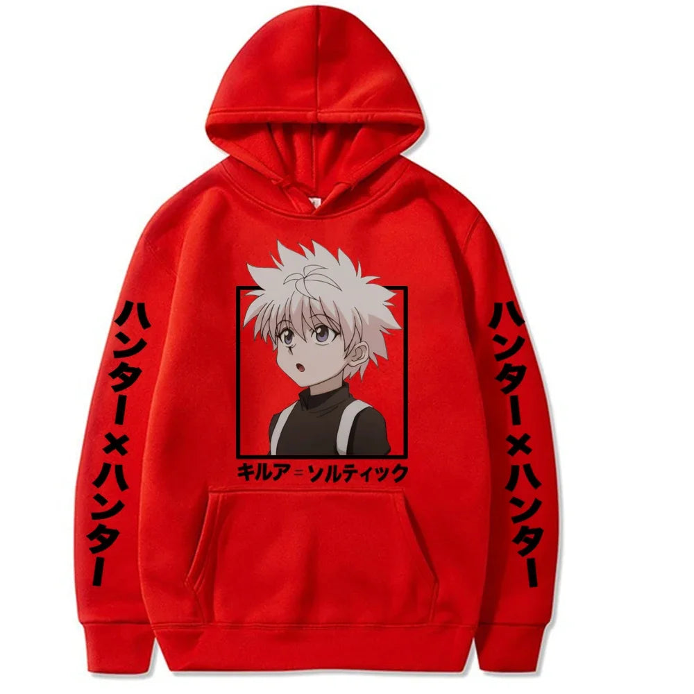 Kawaii Anime Hunter X Hunter Killua Zoldyck Print Hoodie Sweatshirts Harajuku Cartoon Unisex Fashion Streets Oversized Pullovers