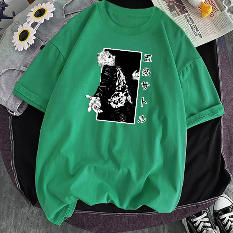 Breathable Women T-shirt Jujutsu Kaisen Gojo Satoru O Neck Sport Short Sleeve Top Summer New Soft Crewneck Graphic T shirts