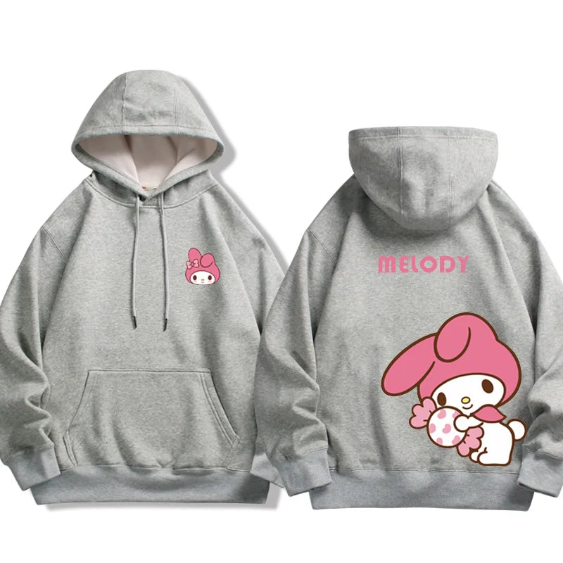 Spring and Autumn Sanrio Couple Sweatshirt Men's and Women's Kuromi Melody Cartoon Anime Hooded Dress Fashion Trend