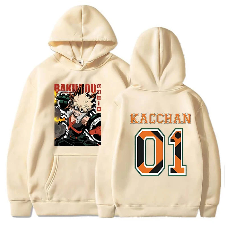 New Women Men Autumn And Winter Hoodies Anime Bakugou Katsuki Printed Hoodie Street Outdoor Hooded Hip Hop Sweatshirt