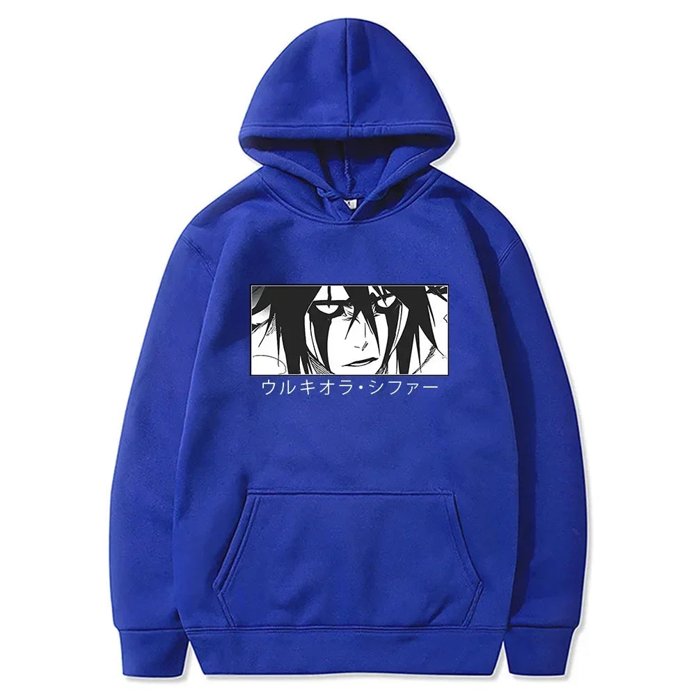 Japanese Anime Bleach Ulquiorra Cifer Manga Harajuku Hoodies Gothic Cartoon Streetwear Long Sleeve Casual Men Winter Sweatshirts