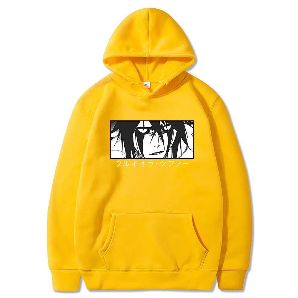 Japanese Anime Bleach Ulquiorra Cifer Manga Harajuku Hoodies Gothic Cartoon Streetwear Long Sleeve Casual Men Winter Sweatshirts