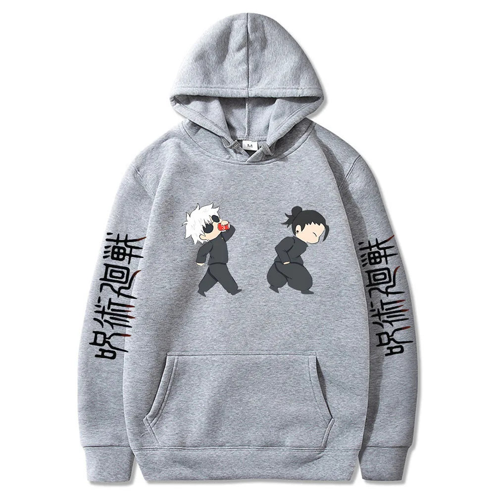 Jujutsu Kaisen Anime Hoodies Cartoon Satoru Gojo Cute Print Men Women Pullovers Autumn Winter Casual Plus Size Sweatshirts