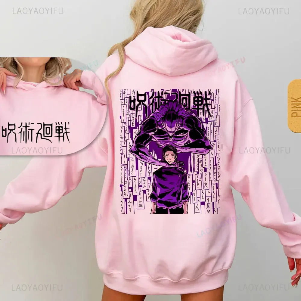 Jujutsu Kaisen Hoodie Gojo Satoru Hoodie Japanese Anime Print Hoodie Autumn/Winter Long Sleeve Loose Casual Cool Streetwear