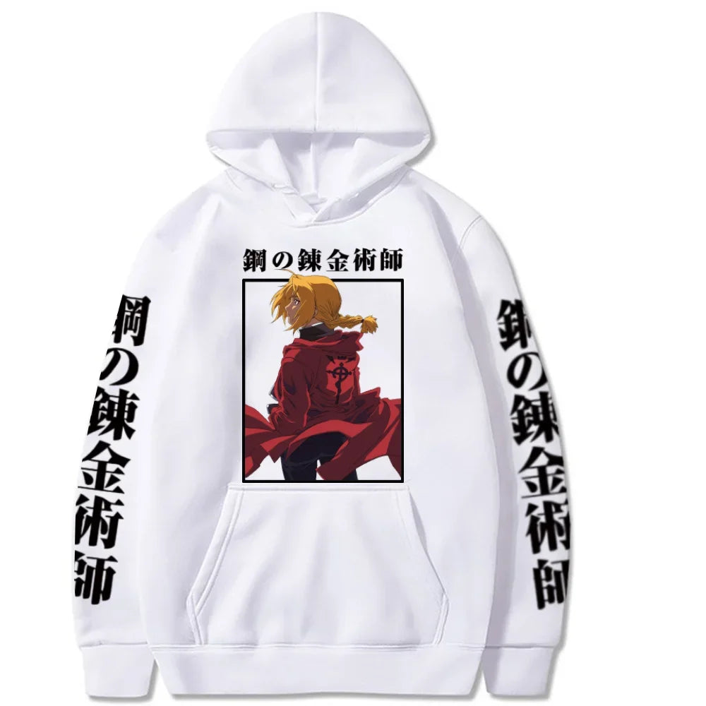 Anime Fullmetal Alchemist Edward Elric Graphic Print Hooded Men Women Aesthetic Hoodies Plus Size Streetwear Harajuku Sweatshirt