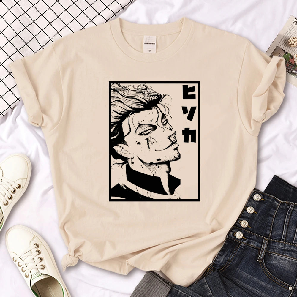 Killua Zoldyck top women summer crew neck tshirt girl manga anime funny clothing