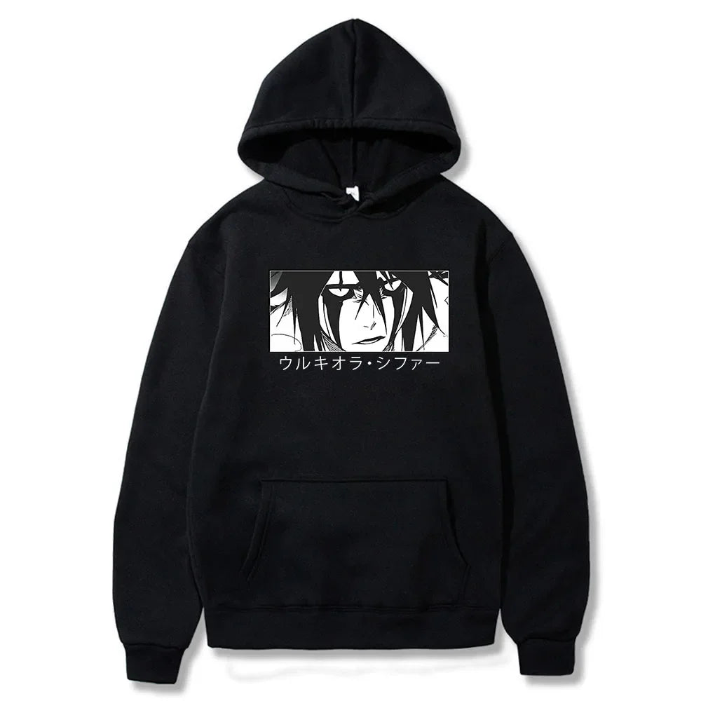 Japanese Anime Bleach Ulquiorra Cifer Manga Harajuku Hoodies Gothic Cartoon Streetwear Long Sleeve Casual Men Winter Sweatshirts