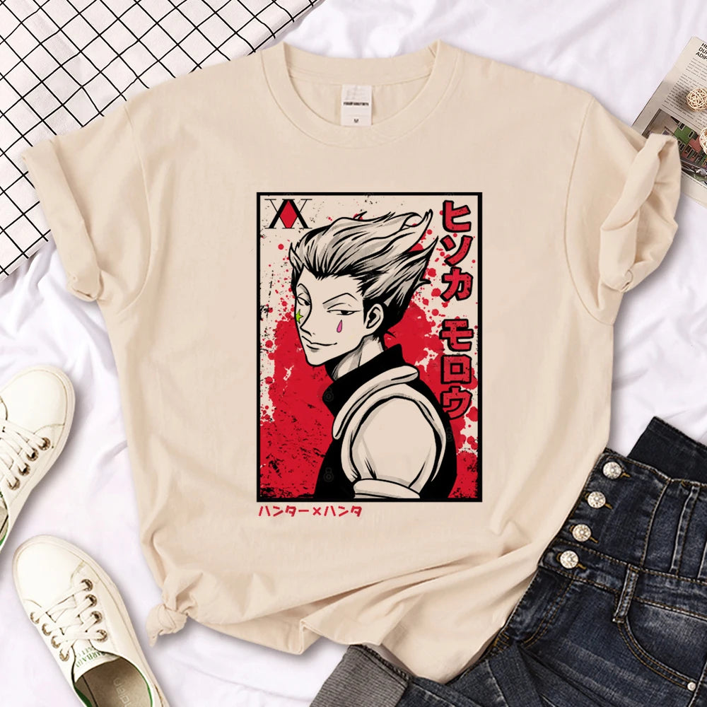 Killua Zoldyck top women summer crew neck tshirt girl manga anime funny clothing