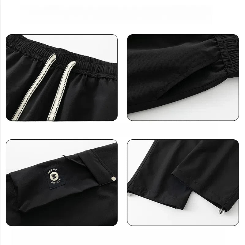 Cargo Straight Trousers Solid Color Elastic High Waist Pockets Drawstring Men's Clothing Boyfriend Spring Autumn Korean Pants