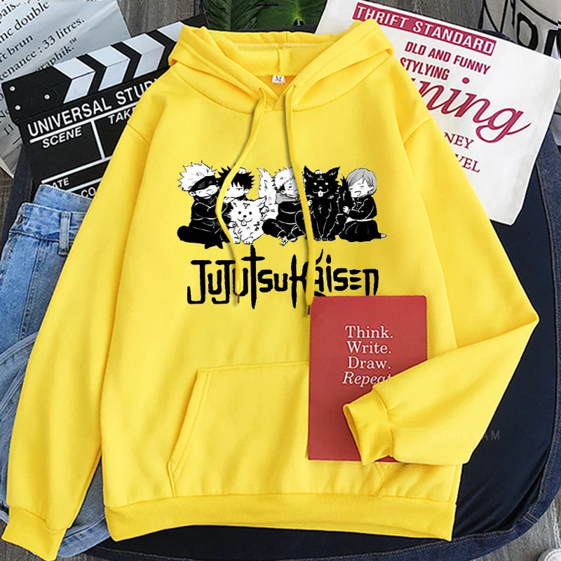 Anime Jujutsu Kaisen Hoodie Kawaii Gojo Satoru Graphic Hoodie Autumn Winter Plus Size Hoodies 2023 Hot Manga Print Sweatshirts